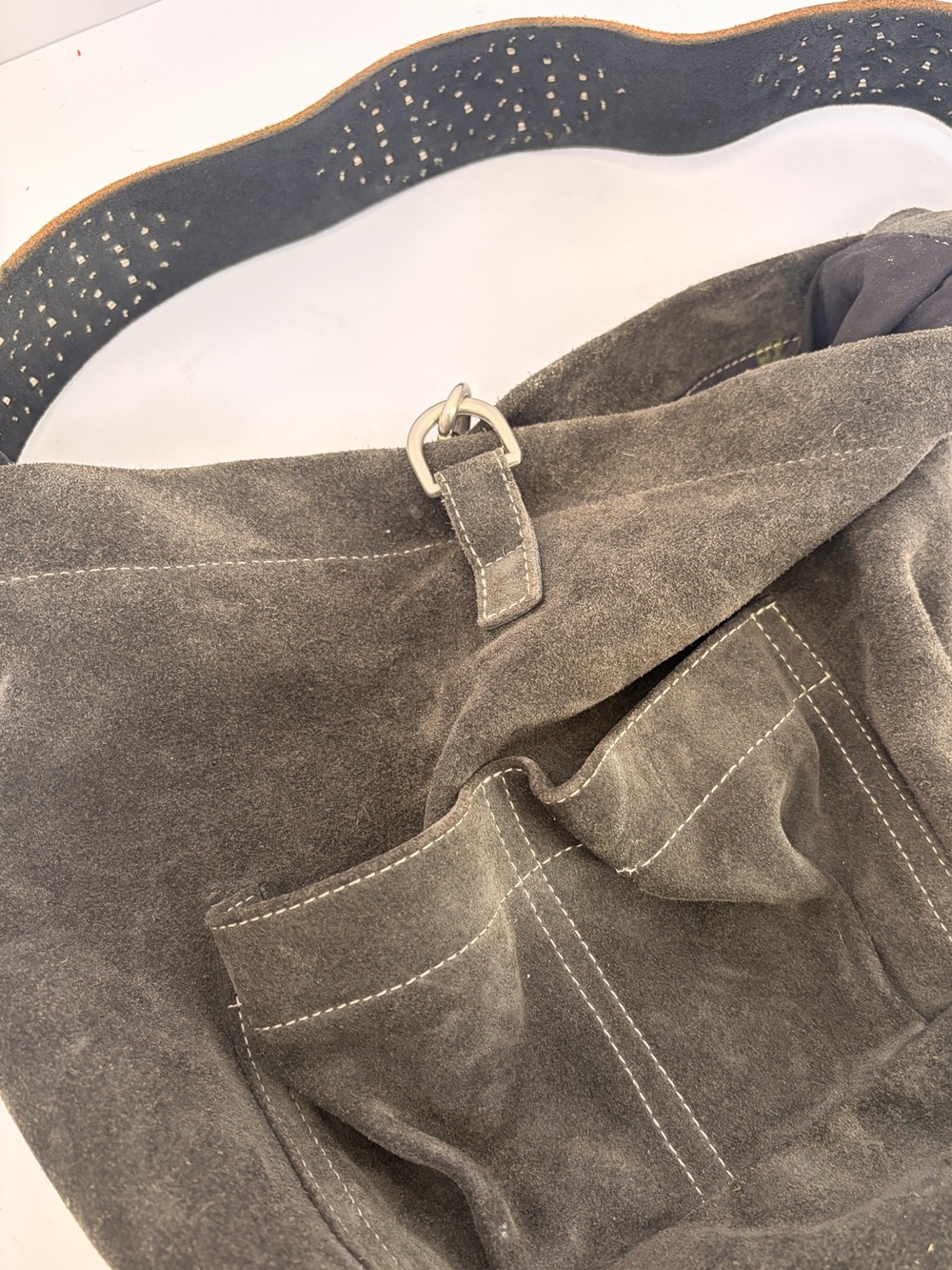 Tylie Malibu Grey Suede Hobo with Studded Strap - Picture 9 of 15